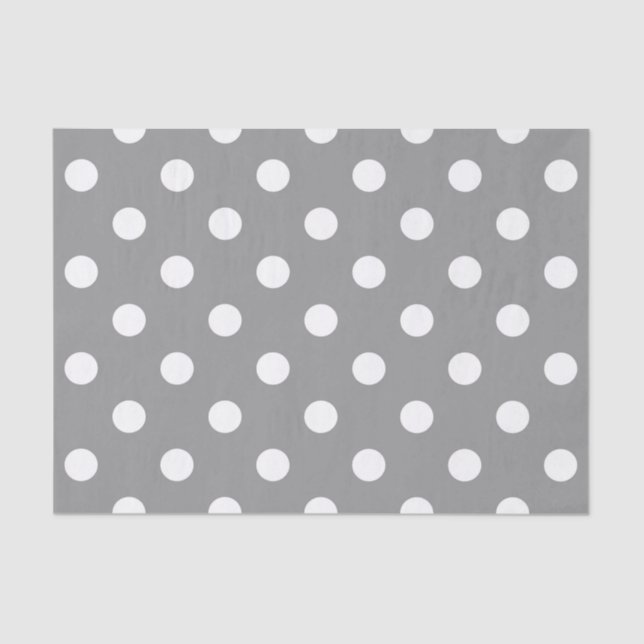 Ash Grey White Polka Dots Design Seidenpapier (Vorderseite)
