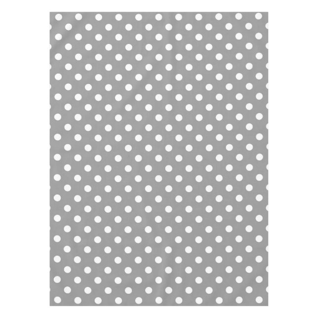 Ash Grey White Polka Dots Design Tischdecke (Vorderseite)