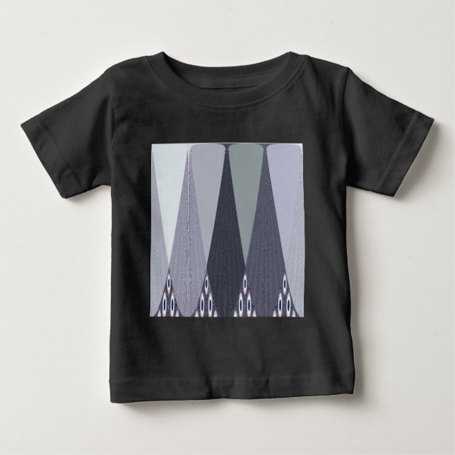 Ash Grey Zickzack Dots Art Print Baby T-shirt (Vorderseite)