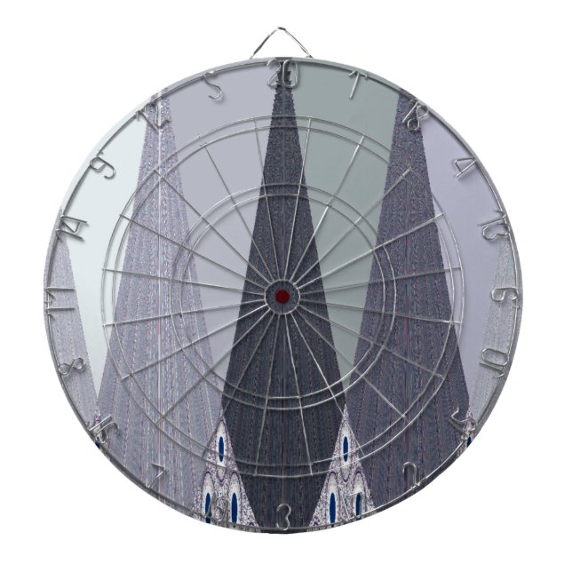 Ash Grey Zickzack Dots Art Print Dartscheibe (vorne)