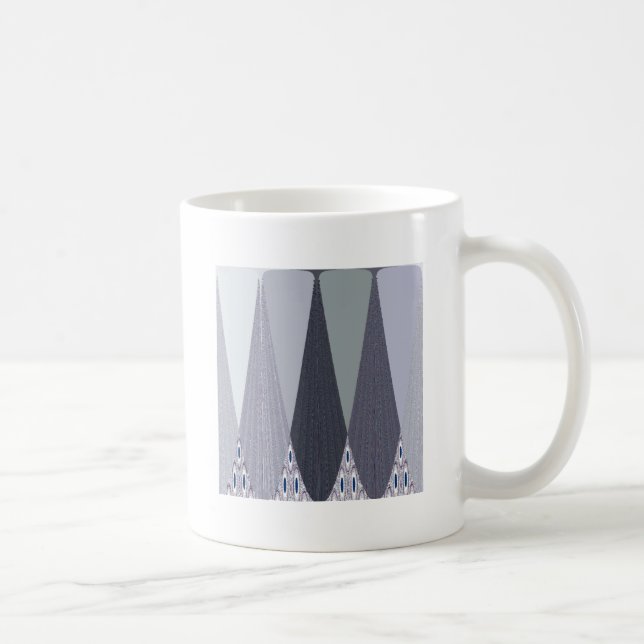 Ash Grey Zickzack Dots Art Print Kaffeetasse (Rechts)