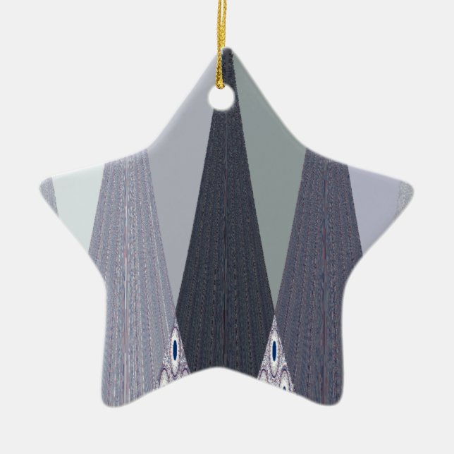 Ash Grey Zickzack Dots Art Print Keramik Ornament (Vorne)