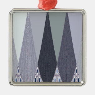 Ash Grey Zickzack Dots Art Print Ornament Aus Metall