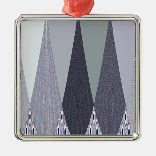 Ash Grey Zickzack Dots Art Print Ornament Aus Metall (Vorne)