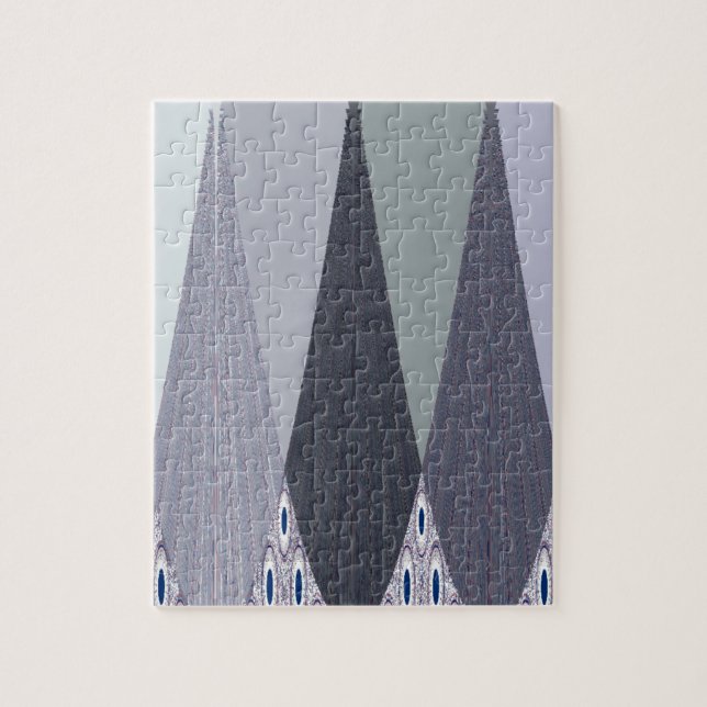 Ash Grey Zickzack Dots Art Print Puzzle (Vertikal)