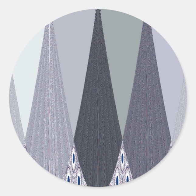 Ash Grey Zickzack Dots Art Print Runder Aufkleber (Vorderseite)