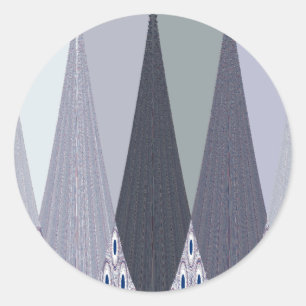 Ash Grey Zickzack Dots Art Print Runder Aufkleber