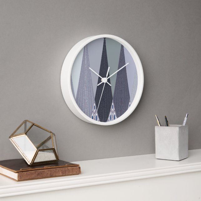 Ash Grey Zickzack Dots Art Print Uhr (Büro)