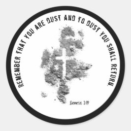 ASH Mittwoch Lent Scripture Verse Cross Dust Clubs Runder Aufkleber