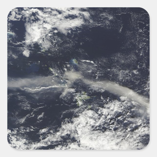 Ash Plume aus Soufriere Hills, Montserrat Quadratischer Aufkleber (Vorderseite)