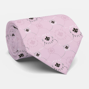 Ash rose Fleur de Lis, French Lili silver pattern Krawatte
