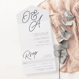 Ash | Script Watermark Monogram Wedding All In One Einladung