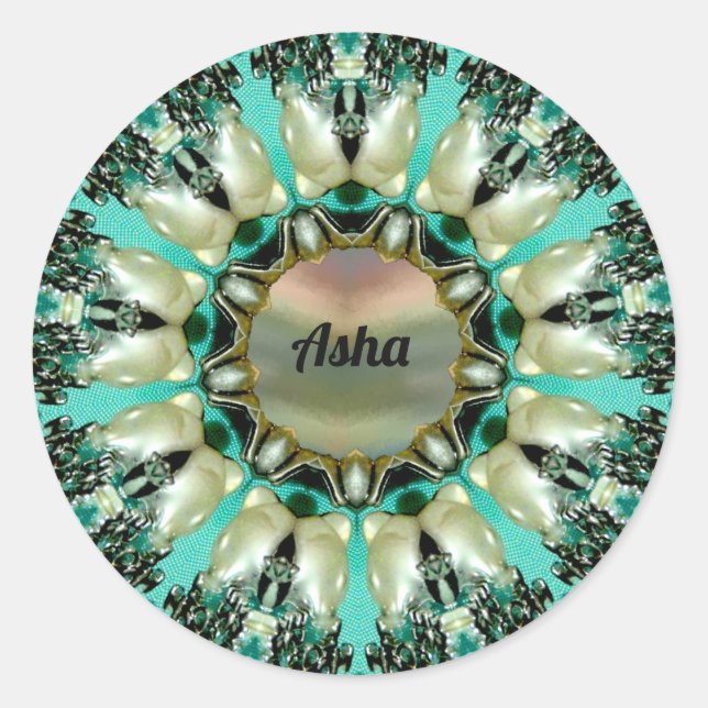 ASHA ~ Helles Abstraktes Muster ~ Personalisiert Runder Aufkleber (Vorderseite)
