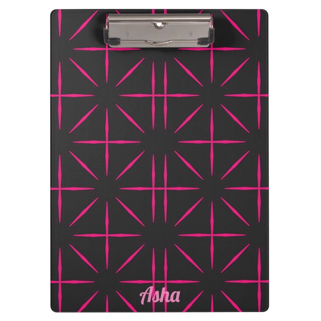 ASHA ~ Schwarz-Rosa-Design Klemmbrett (Vorderseite)