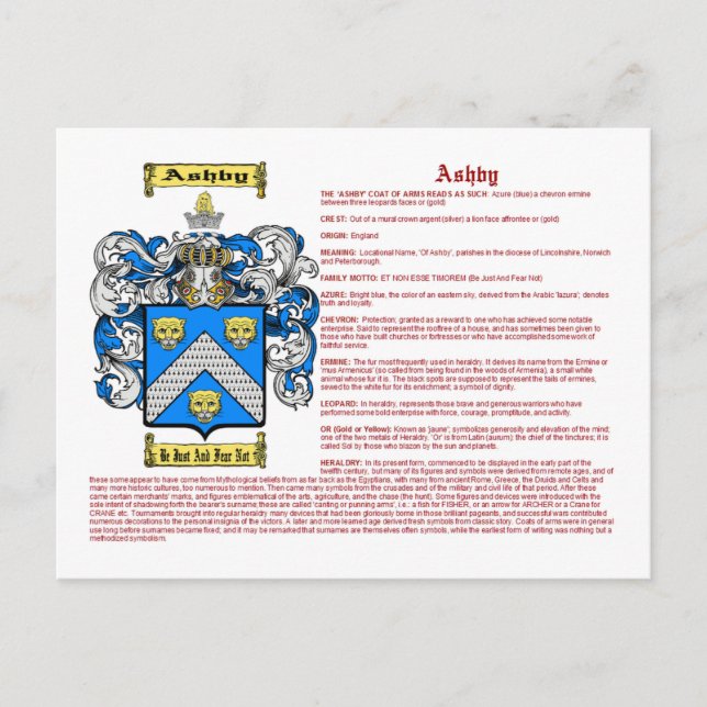Ashby (Bedeutung) Postkarte (Vorderseite)