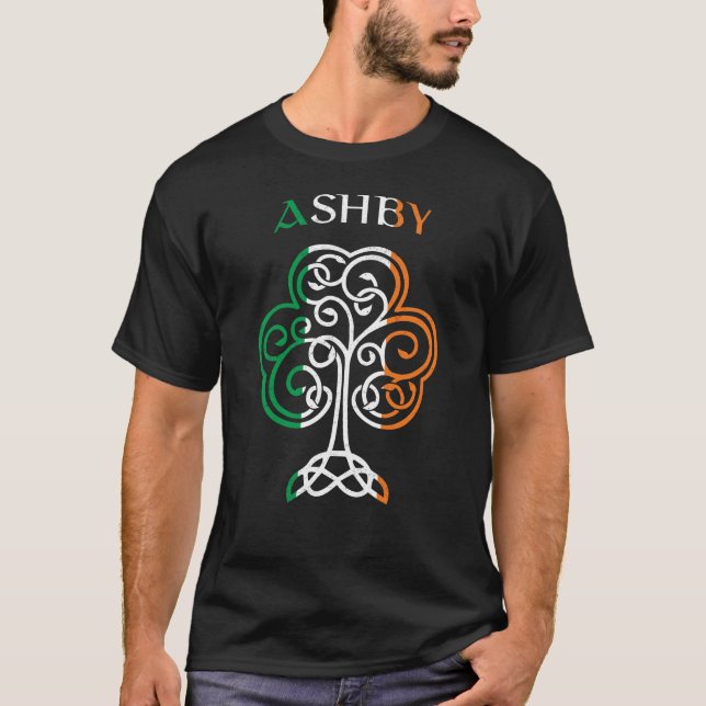 ASHBY Irish Name Kleeblatt Ireland Flaggenfamilie T-Shirt (Vorderseite)