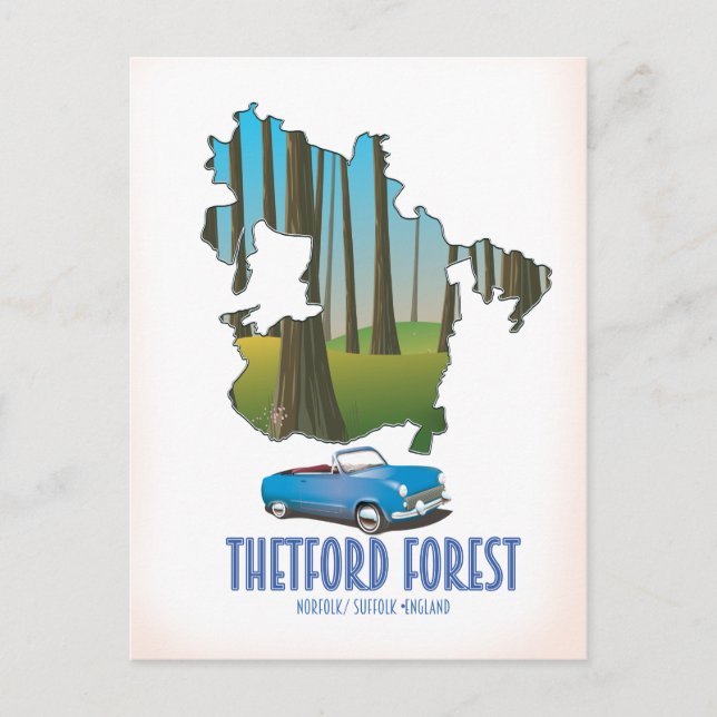 ashdown forest sussex map travel poster map postkarte (Vorderseite)
