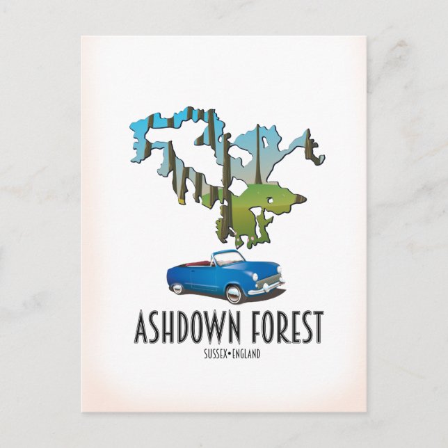 ashdown forest sussex map travel poster map postkarte (Vorderseite)