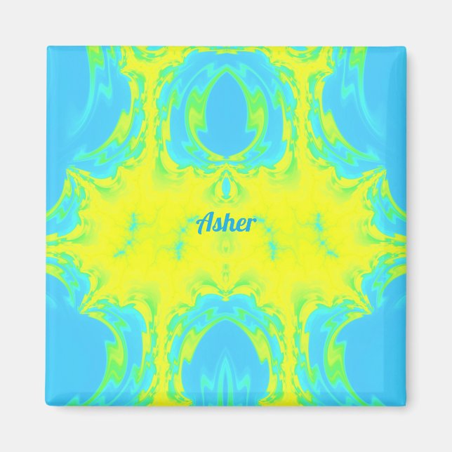 ASHER ~ Blau und Gelb ~ Magnet (Vorne)