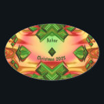 ASHER ~ CHRISTMAS 2025 Rot-Gelb-Fraktal ~ Ovaler Aufkleber<br><div class="desc">Das ist ein Fraktal Design aus Weihnachtsfarben und -tönen. Es ist 3D.</div>