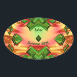 ASHER ~ CHRISTMAS 2025 Rot-Gelb-Fraktal ~ Ovaler Aufkleber<br><div class="desc">Das ist ein Fraktal Design aus Weihnachtsfarben und -tönen. Es ist 3D.</div>
