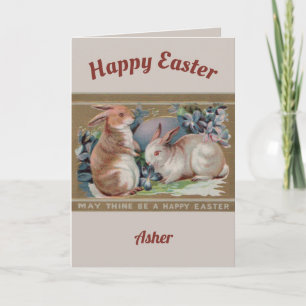 ASHER ~ EASTER VINTAG ART ~ 2 Sweet Bunnies ~ Feiertagskarte
