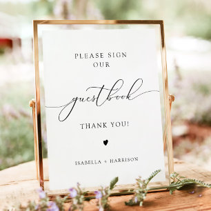 ASHER Elegant Calligraphy Wedding Guestbook Sign Poster