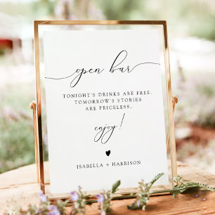 ASHER Elegante Calligraphy Open Bar Drink Poster