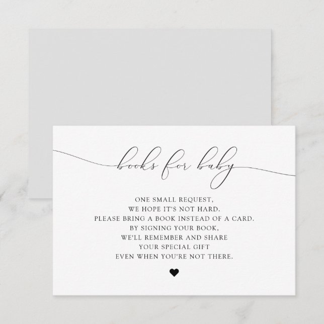 ASHER Elegante Script Books for Baby Shower Card Einladung (Vorne/Hinten)