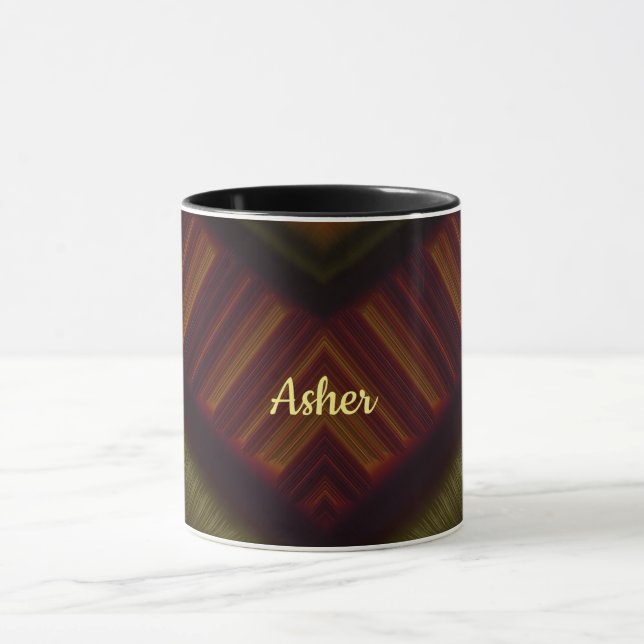 ASHER ~ GLOSSY 3D Glossy Black Brown Green ~ Tasse (Zentrum)
