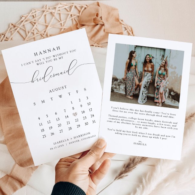 ASHER Modern Script Calendar Bridesmaid Vorschlag Einladung (Von Creator hochgeladen)