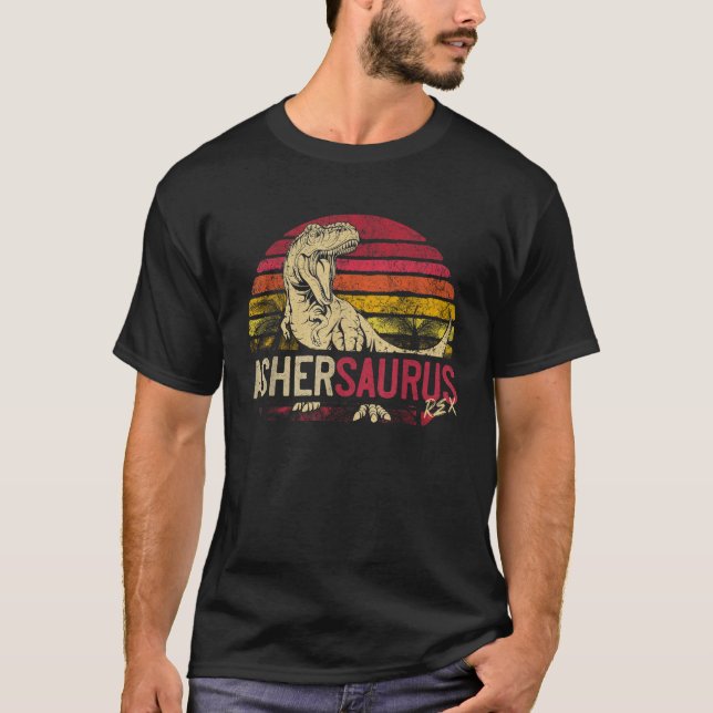 Asher Saurus Funny Personalisiert Dinosaur T Rex N T-Shirt (Vorderseite)