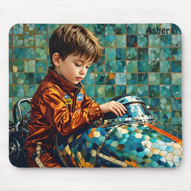 ASHER ~ Young Boy Racing Car Driver ~ Mousepad (Vorne)