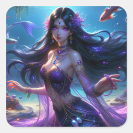 Ashera - Kunstsammlung der Mermaid Serie Quadratischer Aufkleber