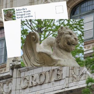Asheville geflügelte Löwenstatue Historic Grove Ar Postkarte