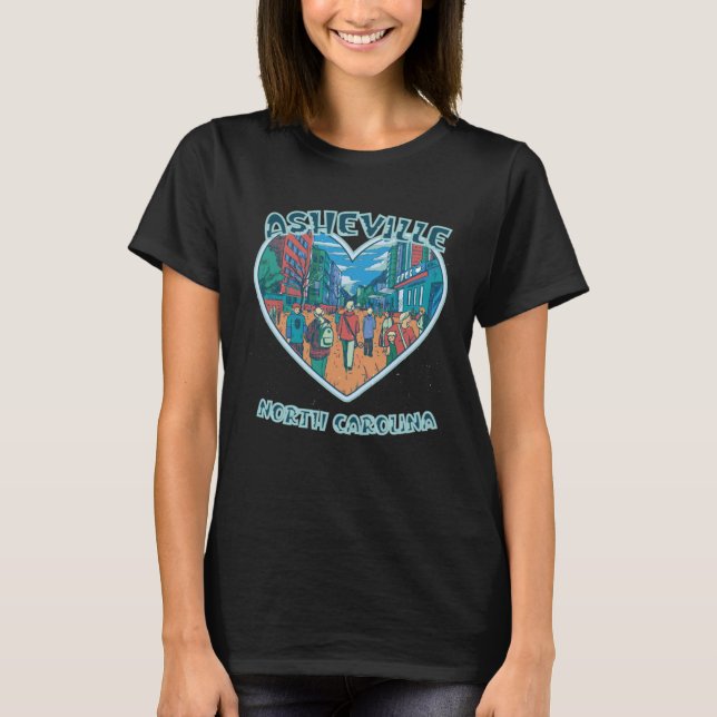 Asheville In North Carolina Travel Souvenir Heart T-Shirt (Vorderseite)