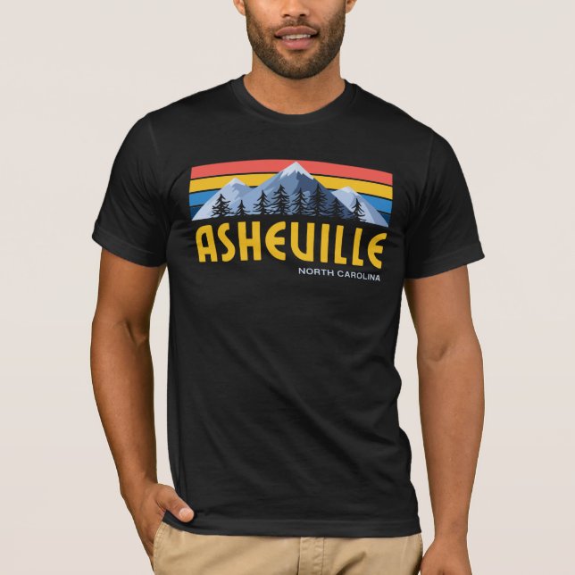 Asheville Mountains Retro Vintager T - Shirt (Vorderseite)