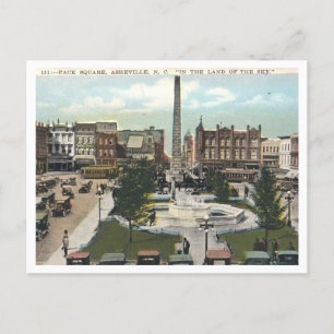 Asheville NC, Pack Square 1920er Jahre Vintage Postkarte