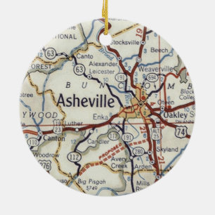 Asheville NC Vintage Karte Keramik Ornament