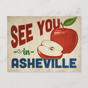 Asheville North Carolina Apple - Vintage Travel Postkarte