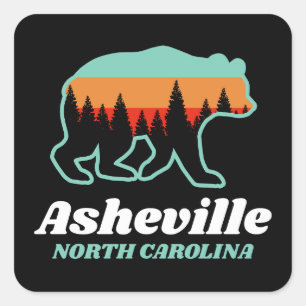 Asheville North Carolina Bärenwald Retro Vintag Quadratischer Aufkleber