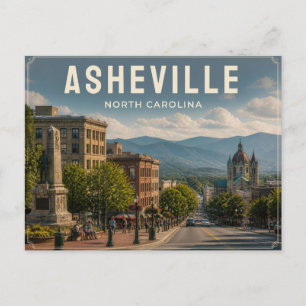 Asheville North Carolina Innenstadt Berge Postkarte