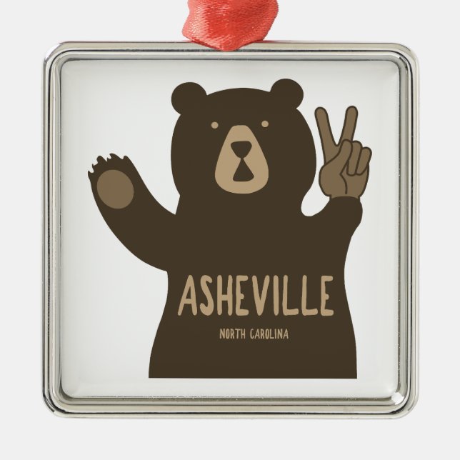 Asheville North Carolina Peace Bear Ornament Aus Metall (Vorne)