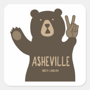 Asheville North Carolina Peace Bear Quadratischer Aufkleber