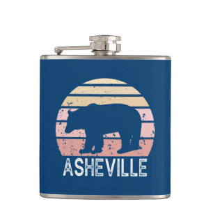 Asheville North Carolina Retro Bear Flachmann