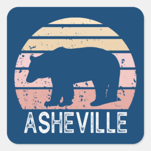 Asheville North Carolina Retro Bear Quadratischer Aufkleber
