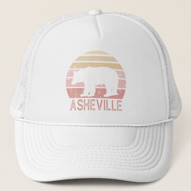 Asheville North Carolina Retro Bear Truckerkappe (Vorderseite)