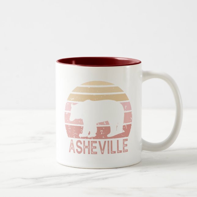 Asheville North Carolina Retro Bear Zweifarbige Tasse (Rechts)
