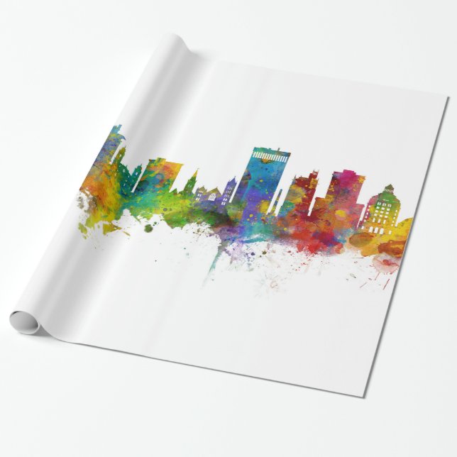 Asheville North Carolina Skyline Geschenkpapier (Ungerollt)