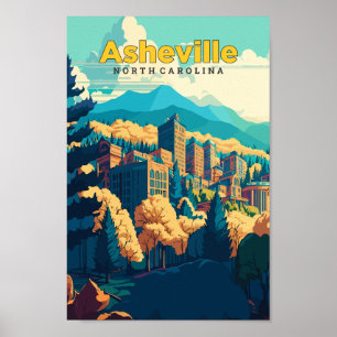 Asheville North Carolina Vintag Poster